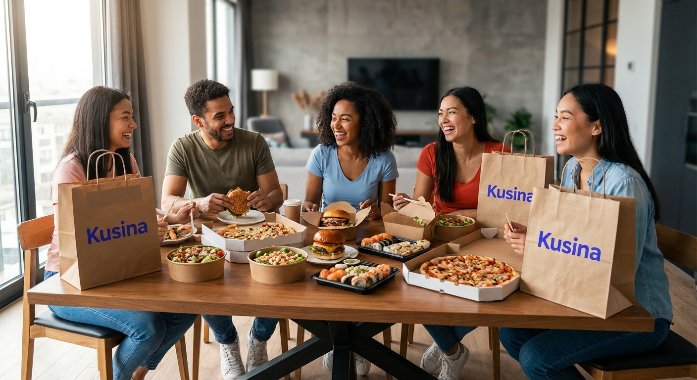 Amigos disfrutando comida